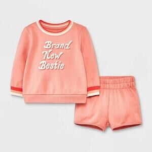 Cat & Jack Baby Girls Brand New Bestie Graphic Top & Bottom Set
